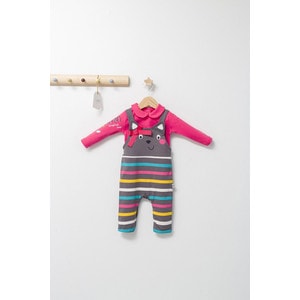 Set salopeta cu bluzita pentru bebelusi Colorful autum, Tongs baby (Culoare: Gri, Marime: 6-9 luni)