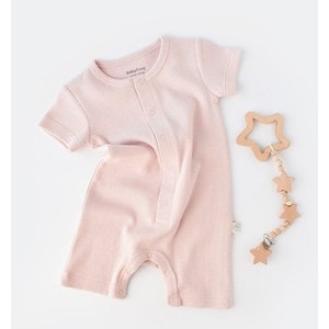 Salopeta cu panataloni scurti - 100% bumbac organic - Roz, Baby Cosy (Marime: 18-24 Luni)