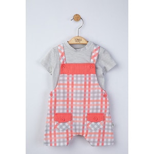 Set salopeta cu tricou in carouri pentru bebelusi, Tongs baby