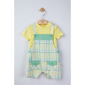 Set salopeta cu tricou in carouri pentru bebelusi, Tongs baby