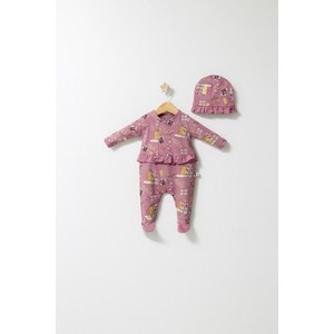 Set salopeta cu caciulita cu volanas pentru bebelusi Fun Penguin, Tongs baby