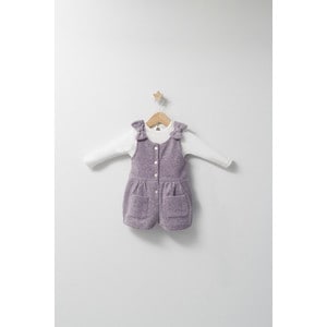 Set elegant cu salopeta si bluzita pentru bebelusi Ballon, Tongs baby (Culoare: Mov, Marime: 6-9 luni)