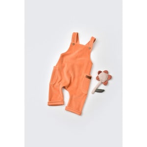 Salopeta Velvet cu bretele din 80%bumbac organic si 20% poliester - Portocaliu, Baby Cosy (Marime: 6-9 luni)