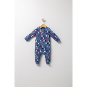 Salopeta pentru bebelusi de iarna Forest, Tongs baby, baietei (Culoare: Albastru, Marime: 0-3 Luni)