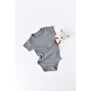 Body, bumbac organic gri, marime 6-9 luni