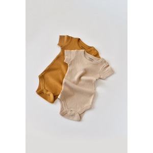 Set de 2 body-uri cu maneca scurta, bumbac organic si modal