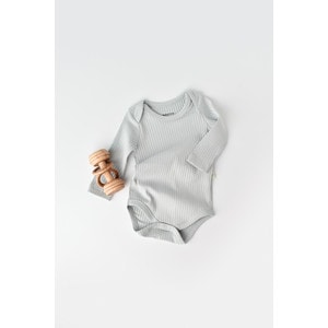 Body bebe unisex cu maneca lunga, 95% bumbac organic cu 5% elastan