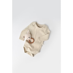 Body bebe unisex cu maneca lunga, 95% bumbac organic cu 5% elastan