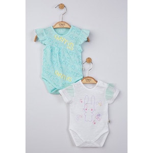 Set de 2 body-uri cu volanase mov pentru nou nascuti Tongs baby