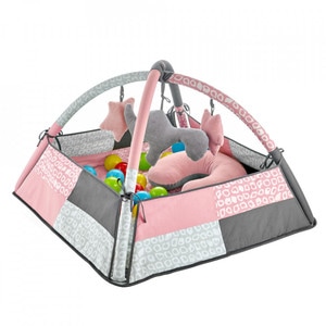 Centru de joaca cu bile BabyJem Toy Ball Play Mat, 0 luni+, roz
