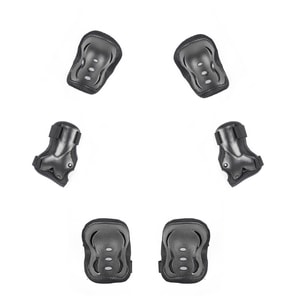 Set protectii copii Action One, genunchiere, cotiere si aparatori incheieturi, marimea S, negru