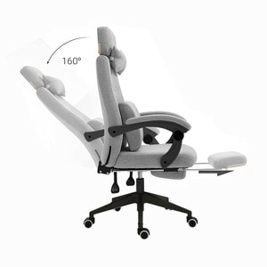 Scaun de birou rotativ cu tetiera si suport pentru picioare, gri dechis