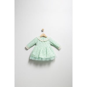 Rochita eleganta Elbise Tongs baby, cu tulle si volane, verde, 24-36 luni