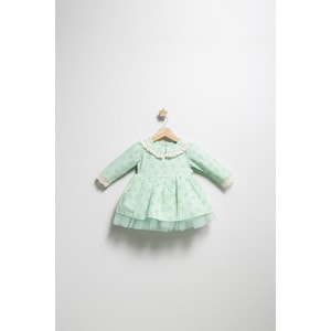 Rochita eleganta Elbise Tongs baby, cu tulle si volane, verde, 12-18 luni