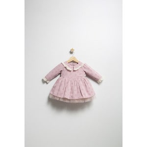Rochita eleganta Elbise Tongs baby, cu tulle si volane, 9-12 luni, roz