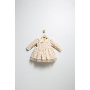 Rochita eleganta Elbise Tongs baby, cu tulle si volane, 24-36 luni, crem