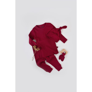 Set 3 piese: bluzita cu maneca lunga, panataloni lungi si caciulita Baby Cosy, bumbac organic si modal