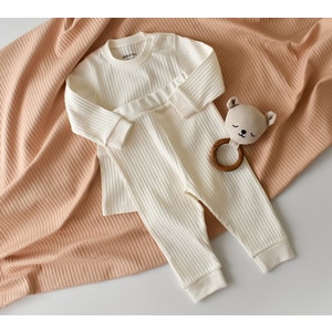 Set bluzita cu maneca lunga si panataloni lungi Baby Cosy, bumbac organic si 5% elastan