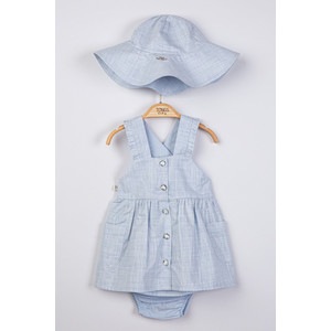 Compleu 2 piese cu palarie pentru fetite, Tongs baby, 24-36 luni, albastru