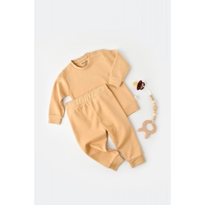 Set bluzita cu maneca lunga si panataloni lungi - bumbac organic 100% - Mustar, Baby Cosy (Marime: 18-24 Luni)