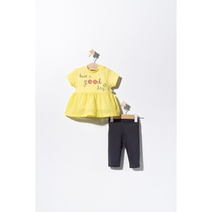 Set bluzita de vara cu pantalonasi pentru bebelusi, Tongs baby (Culoare: Galben, Marime: 6-9 luni)