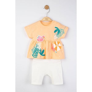 Set tricou de vara cu pantalonasi pentru fetite, Tongs baby (Culoare: Portocaliu, Marime: 24-36 luni)