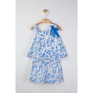 Set elegant bluzita de vara cu pantalonasi pentru fetite Mystery, Tongs baby (Culoare: Albastru, Marime: 9-12 luni)