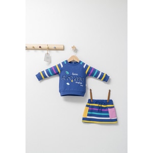 Set 2 piese cu bluzita si fustita pentru fetite Colorful autum, Tongs baby (Culoare: Albastru, Marime: 9-12 luni)