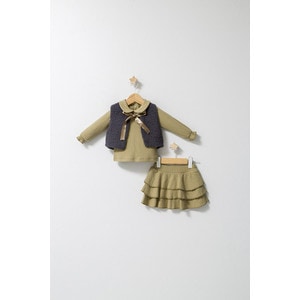 Set 3 piese: fustita, bluzita si vestuta eleganta pentru bebelusi Fun Penguin, Tongs baby (Culoare: Gri, Marime: 9-12 luni)