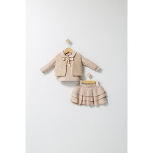 Set 3 piese: fustita, bluzita si vestuta eleganta pentru bebelusi Fun Penguin, Tongs baby (Marime: 18-24 Luni, Culoare: Crem)