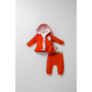 Set 3 piese: pantaloni, bluzita si hainuta cu gluga eleganta pentru bebelusi Crazy Penguins Tongs Baby