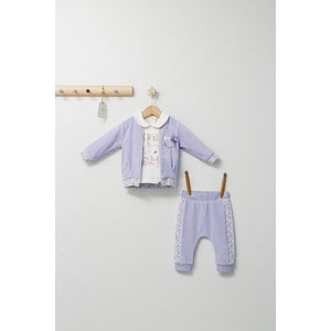 Set 3 piese: pantaloni, bluzita si hainuta pentru bebelusi KING Tongs Baby