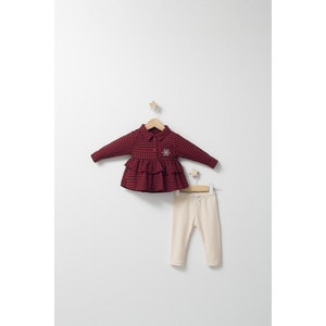 Set cu pantalonasi si camasuta in carouri pentru bebelusi Ballon, Tongs baby (Culoare: Rosu, Marime: 6-9 luni)