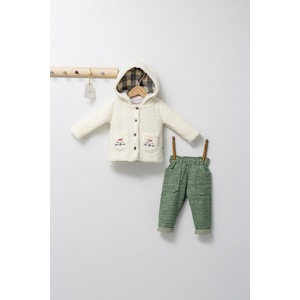 Set 3 piese: pantaloni, bluzita si hainuta pentru bebelusi KING, Tongs baby (Culoare: Verde, Marime: 24-36 luni)