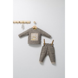 Set 2 piese cu bluzita si pantalonasi de iarna King, Tongs baby (Culoare: Maro, Marime: 18-24 Luni)