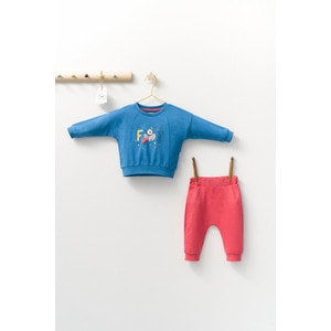 Set 2 piese cu bluzita si pantalonasi de trening Monster, Tongs baby (Culoare: Albastru, Marime: 24-36 luni)