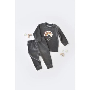 Set Curcubeu cu bluzita cu maneca lunga si panataloni lungi Baby Cosy, 80% bumbac organic si 20% poliester