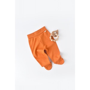 Pantaloni cu botosei, bumbac organic, portocaliu, 6-9 luni