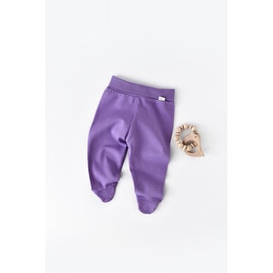 Pantaloni cu botosei, bumbac organic, mov, 0-3 luni