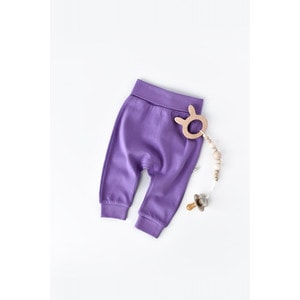 Pantaloni bebe Unisex din bumbac organic, mov, 3-6 luni