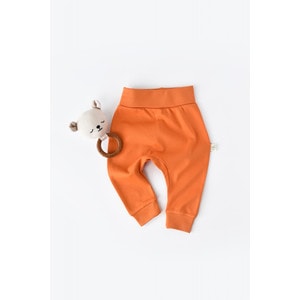 Pantaloni bebe Unisex din bumbac organic, portocaliu, 6-9 luni