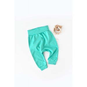 Pantaloni bebe Unisex din bumbac organic, turcoaz, 12-18 luni