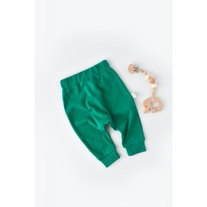 Pantaloni bebe Unisex din bumbac organic, verde, 3-6 luni