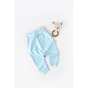 Pantaloni bebe Unisex din bumbac organic, 6-9 luni, bleu