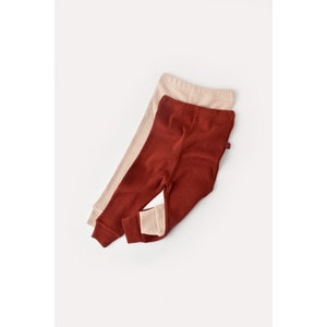 Set 2 pantaloni bebe unisex din bumbac organic si modal, caramiziu/portocaliu, Baby Cosy, 3-6 luni