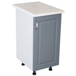 Dulap bucatarie Zebra, MDF, blat Travertin, 40 x 60 x 85 cm, alb-gri