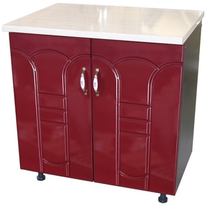 Dulap bucatarie Zebra, MDF, blat Travertin, 80 x 60 x 85 cm, rosu-wenge