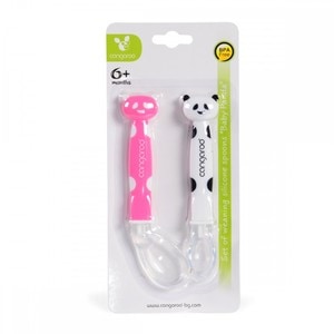 Set Cangaroo Doua Lingurite din Silicon, Roz