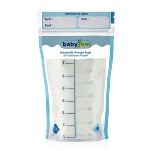 Set 25 pungi pentru stocarea laptelui matern BabyJem, transparent