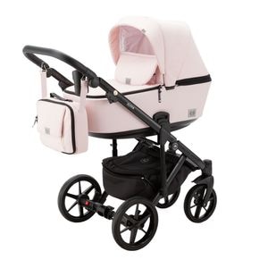 Carucior 4 in 1 Adamex Olivia ALU, cu baza ISOFIX, Linen & EcoLeather PS22, Powder Pink